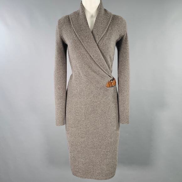 RALPH LAUREN Size S Grey Charcoal Merino Wool Blend Sweater Dress - Picture 1 of 6